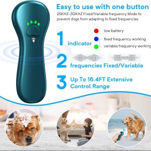 New Anti Barking Device,Dog Barking Control Devices,Rechargeable Ultrasonic Dog Bark Deterrent up to 16.4 Ft Effective Control Range Safe for Human & Dogs Portable Indoor & Outdoor(Green)