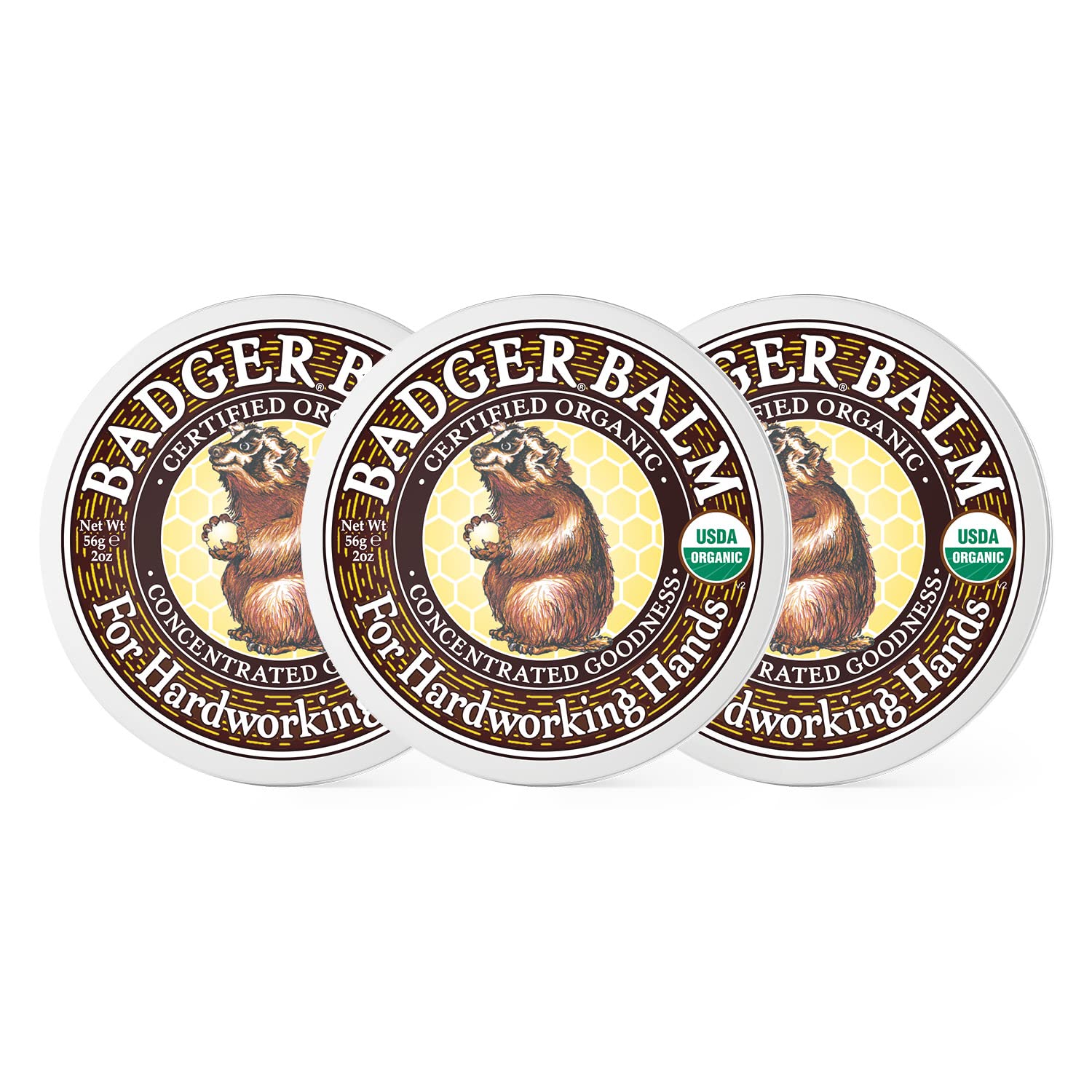 Badger - Hardworking Hands Healing Balm, Aloe Vera & Wintergreen, Working Hand Balm, for Dry Hands, Hand Moisturizer, Certified Organic, 2 oz (3 Pack) - Image 3