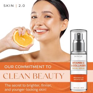 Skin 2.0 Vitamin C Serum with Collagen - Anti-Aging & Dark Spot Remover - Dermatologist Tested Korean Skincare for Brightening & Acne - Clean Beauty, Cruelty-Free, All Skin Types - 1.69oz (2-Pack)