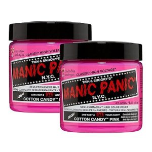 MANIC PANIC Classic Cotton Candy Pink Semi Permanent Hair Color - Bright Pink Hair Dye for Women & Men That Lasts 4-6 Weeks - Vegan, Ammonia & Cruelty-Free - Create & Mix Custom Shades (4oz / 2pk)