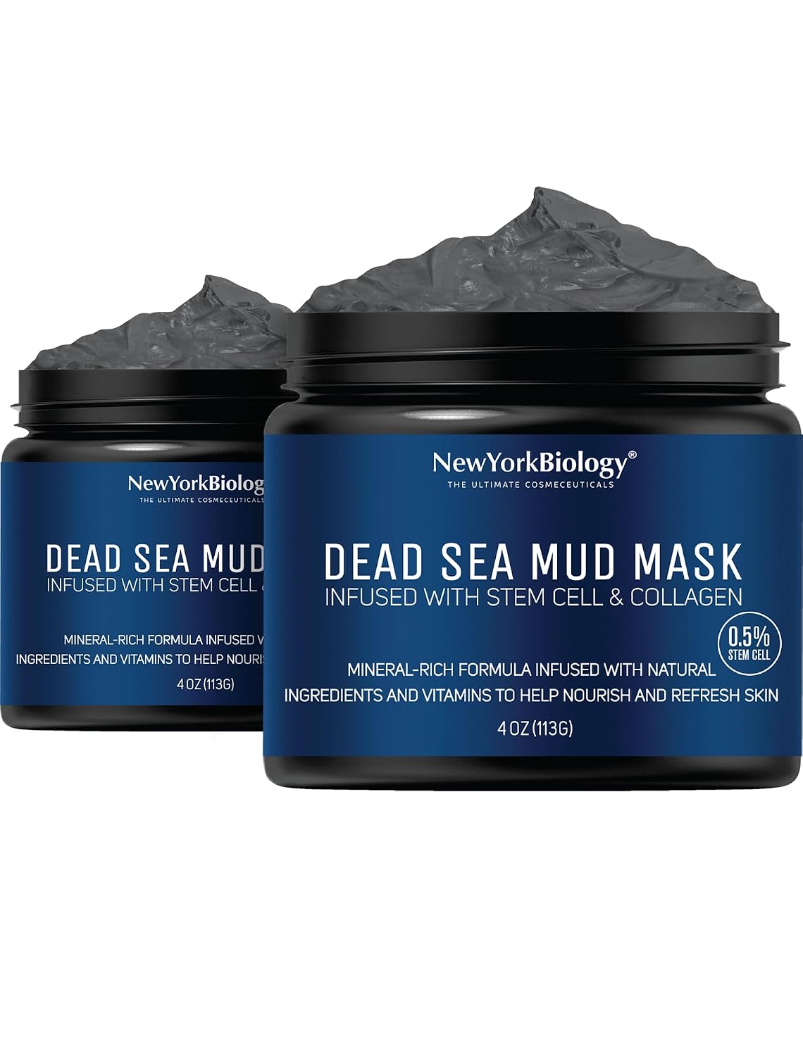 New York Biology Dead Sea Mud Mask for Face, Body | with Stem Cell and Collagen | Spa Quality Pore Refiner for Oily Skin | Natural Skincare for Women, Men | Tighten Skin | 4 oz (Pack of 2) - Image 2
