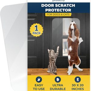PROTECTO Heavy Duty Door Protector from Dog Scratching, 30 x 20” Clear Door Scratch Protector, Easy & Quick to Install on Window, Wall, Screen & Sliding Doors, Cat Scratch Guard for Indoors Outdoors