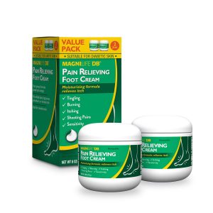 MagniLife DB Pain Relieving Foot Cream, 4 Oz Jar (2 Pack) Calming Relief for Burning, Tingling, Shooting & Stabbing in Feet & Legs, Moisturizing & Hydrating Foot Cream for Diabetic & Sensitive Skin