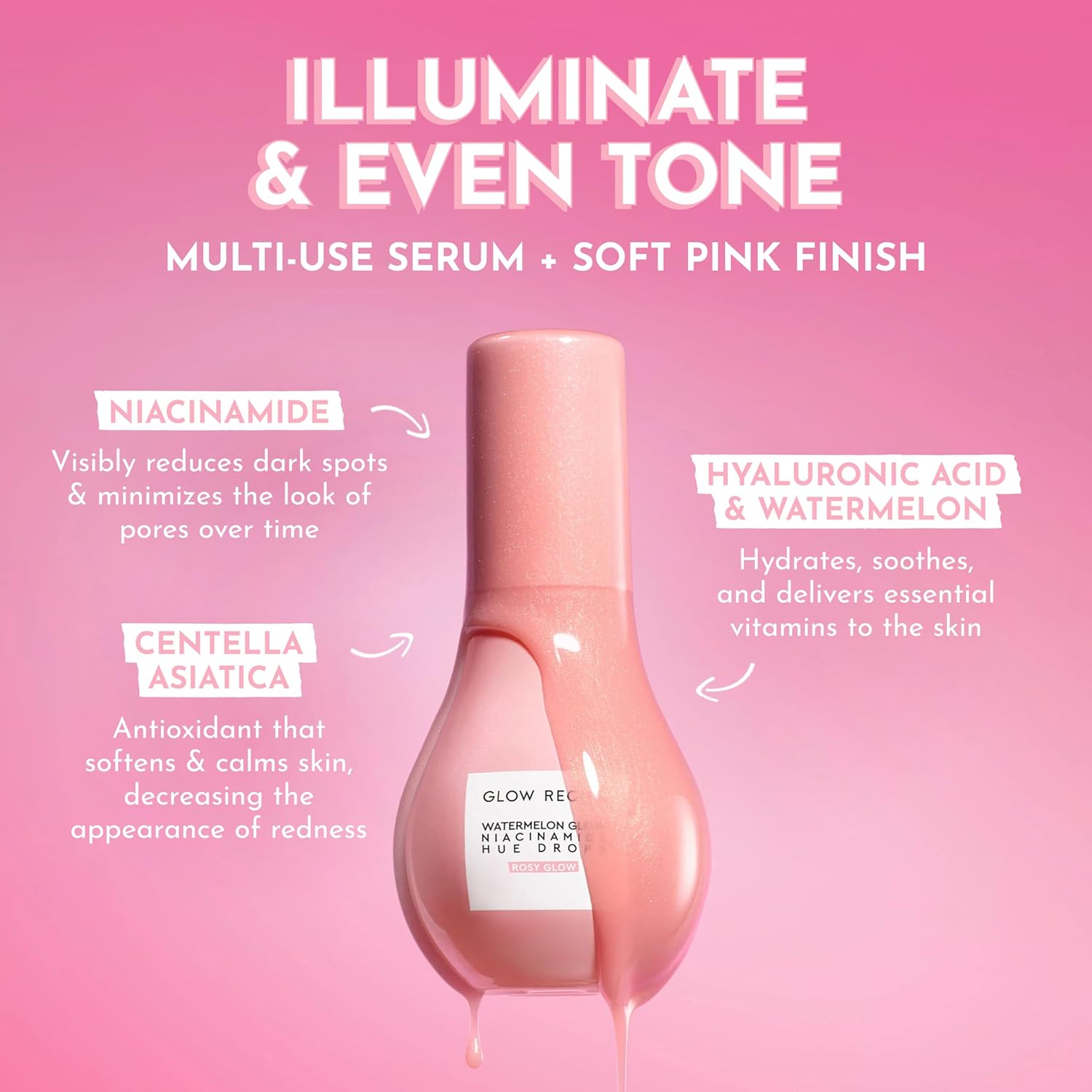 Glow Recipe Hue Drops Bronzing Drops, Tinted Face Serum, Glow Primer + Liquid Highlighter, Niacinamide + Hyaluronic Acid, Radiant Warm Glow, Rosy Glow (40ml) - Image 3
