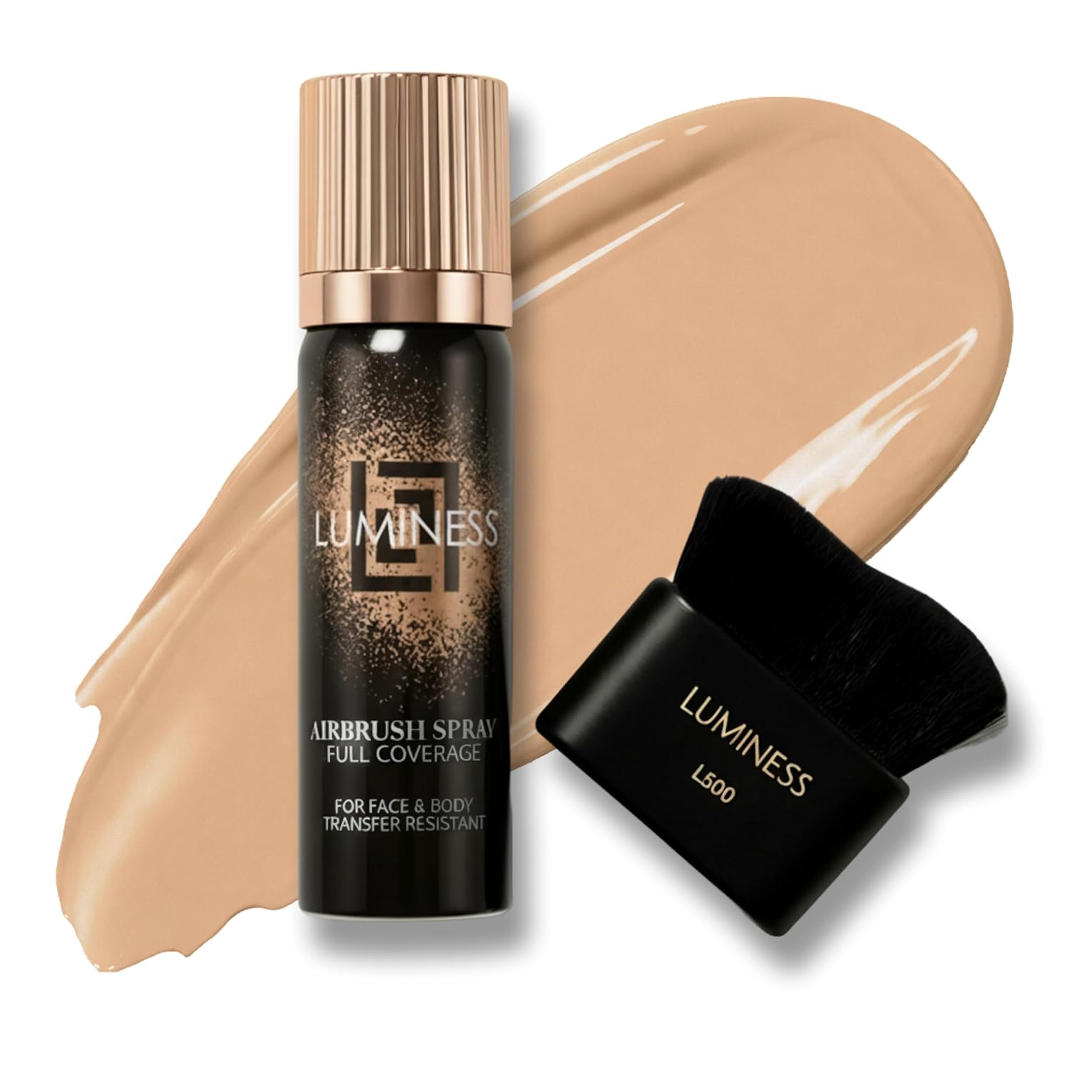 LUMINESS Transfer Resistant Airbrush Body Coverage Perfector/w Kabuki Brush - Tattoo Cover Up Makeup Waterproof Full Coverage Foundation for Leg and Body, Bronzer & Tattoo Concealer, 18-Hour Wear - Image 3
