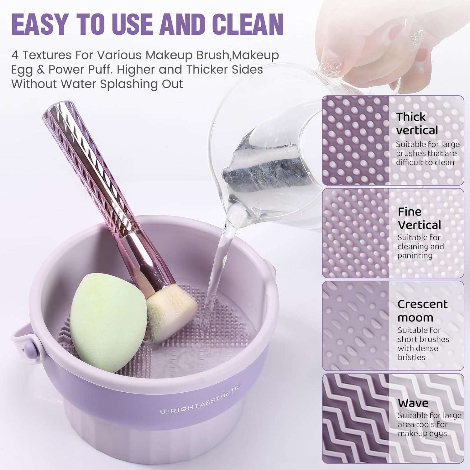 GOLIKEE Makeup Brush Cleaner Mat 3 in 1 Silicone Makeup Brush Cleaner Bowl Cosmetic Brushes Cleaning Tool Organizer for Storage and Air Drying (Pink) - Image 3