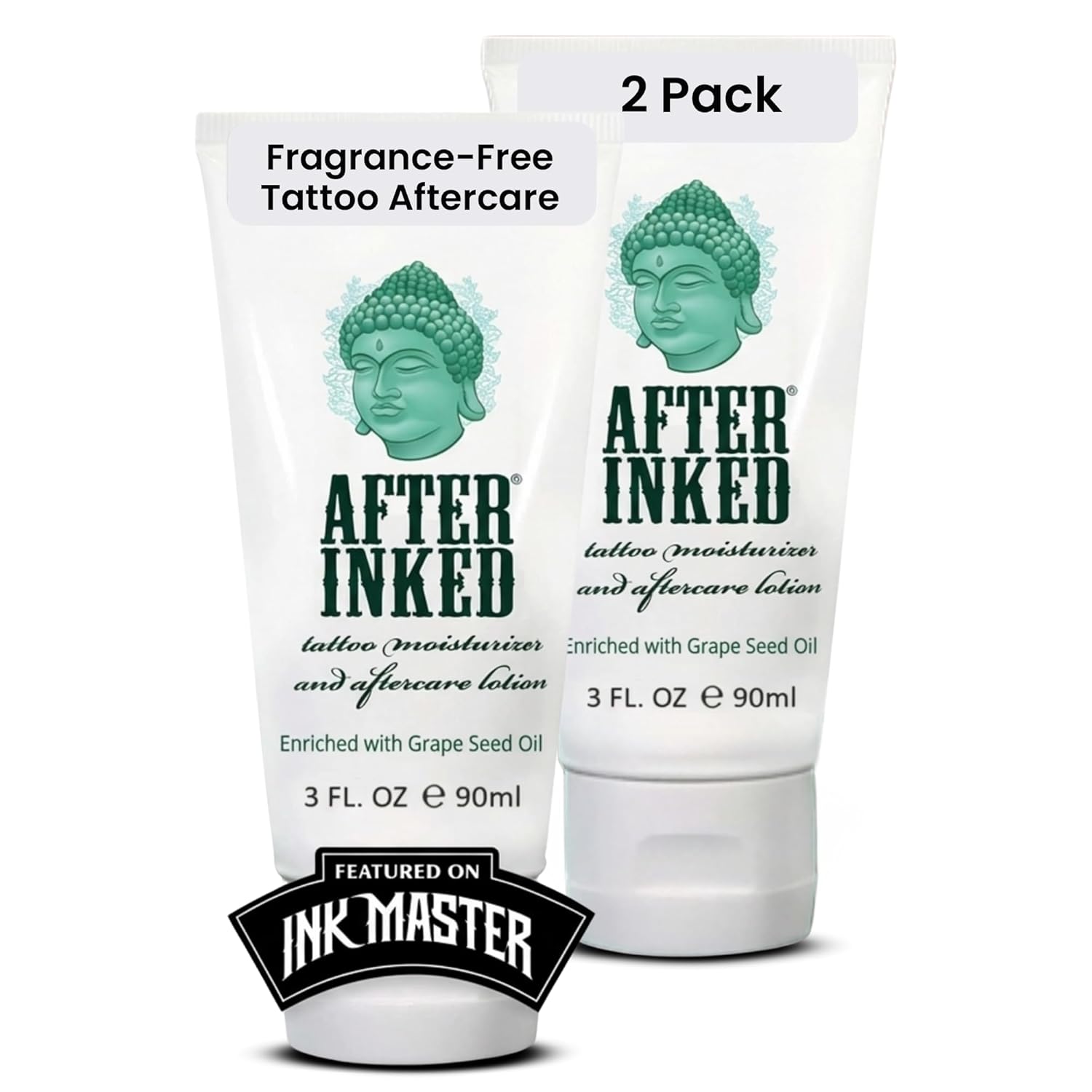 After Inked Tattoo Aftercare Lotion – Moisturizing Balm for Inked Skin, As Seen on INK MASTER – Hydrating Cream with Grape Seed Oil, Skin Nourishment & Daily Maintenance – 3 Fluid oz Tube (2-Pack) - Image 2