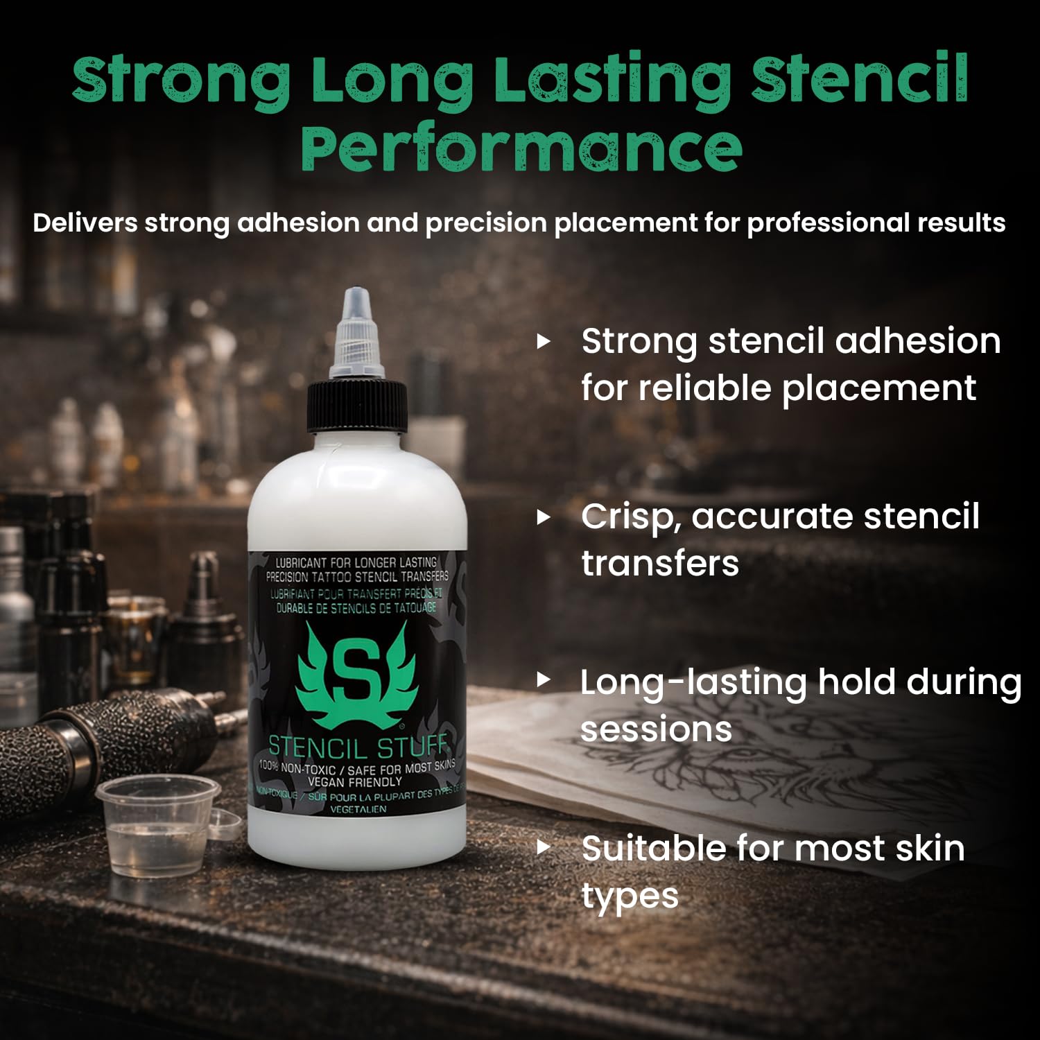 Stencil Stuff Tattoo Stencil Transfer Gel – 8oz Tattoo Stencil Transfer Solution – Vegan-Friendly Stencil Gel – Fast-Drying and Long-Lasting – Clean and Easy Application - Image 2