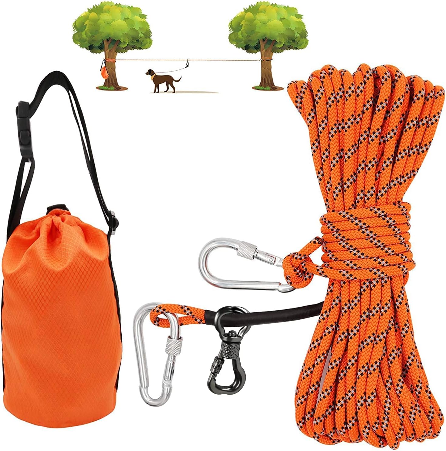 XiaZ Dog Tie Out Cable for Camping, 50ft Portable Overhead Trolley System for Dogs up to 200lbs,Dog Lead for Yard, Camping, Parks, Outdoor Events,5 min Set-up - Image 3