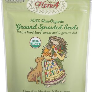 CARNA4 Flora4 Sprouted Seeds Food Topper for Dogs & Cats, Original Blend with sprouted Flaxseed, Rich in Natural Probiotics & Digestive Enzymes, Synthetic-Free Whole Food Supplement 18oz