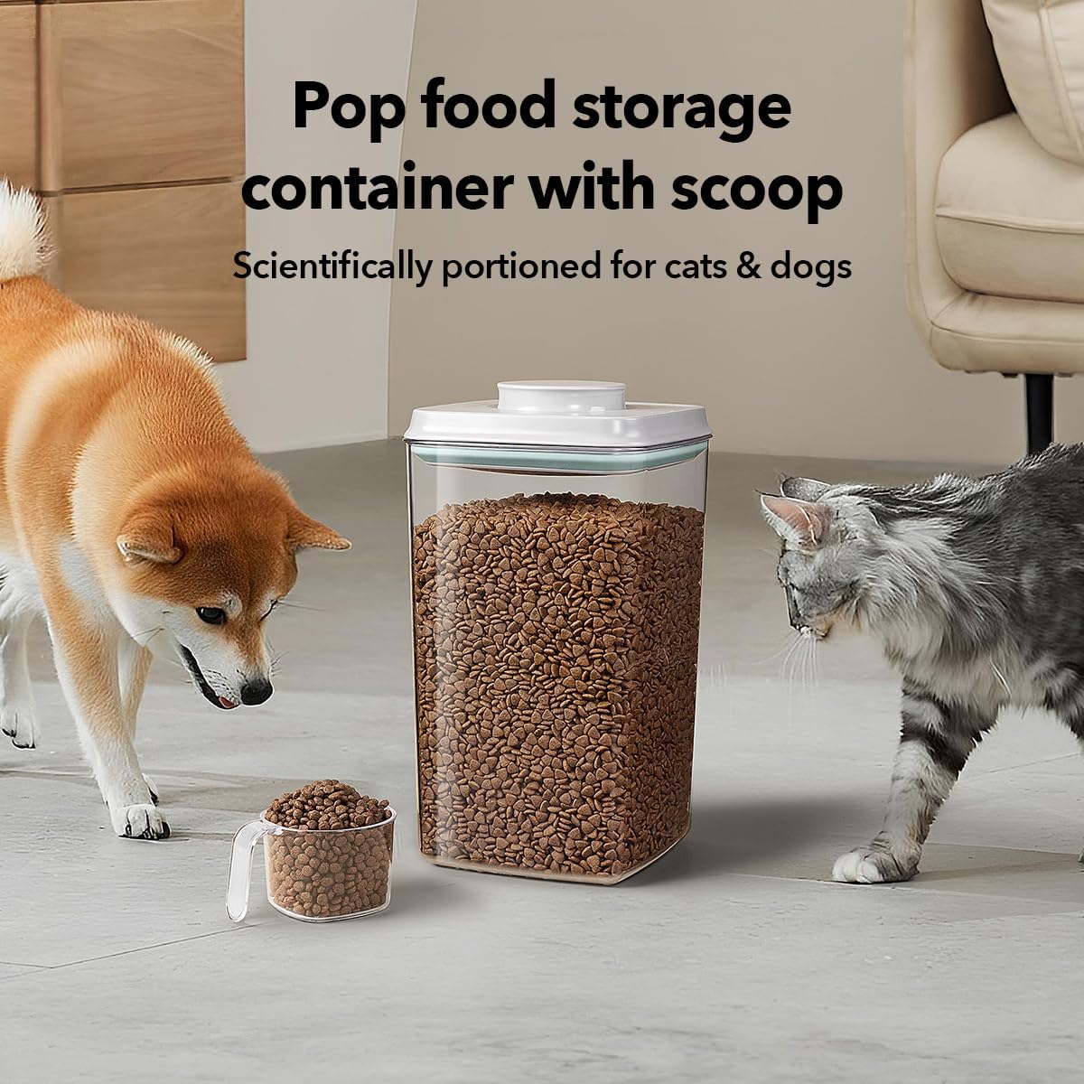 Ankou Dog Food Storage Container with 130ml Scoop – 4L/4.2qt Airtight Dog Food Container for Kibble & Treats, BPA-Free Cat Food Storage Container, Stackable Pop Lid Plastic Container with Lid - Image 2