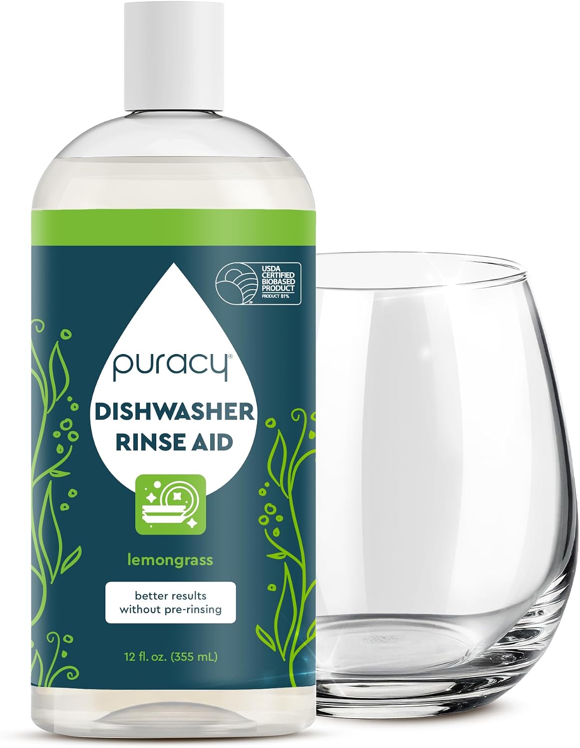 Puracy Dishwasher Rinse Aid Cleaner - Spot & Residue Free, Dishwasher Drying Agent - Must Haves from TikTok Made Me Buy It (Lemongrass, 12 Oz) - Image 3