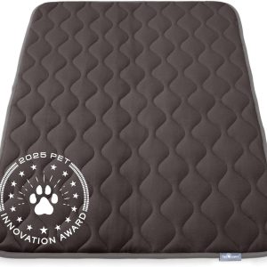 Paw Inspired Washable Padded Crate Mats for Dogs | 47” x 29” Pad, Fits 48-inch Kennels | Leakproof, Waterproof Bottom, Plush Pet Beds (Gray)
