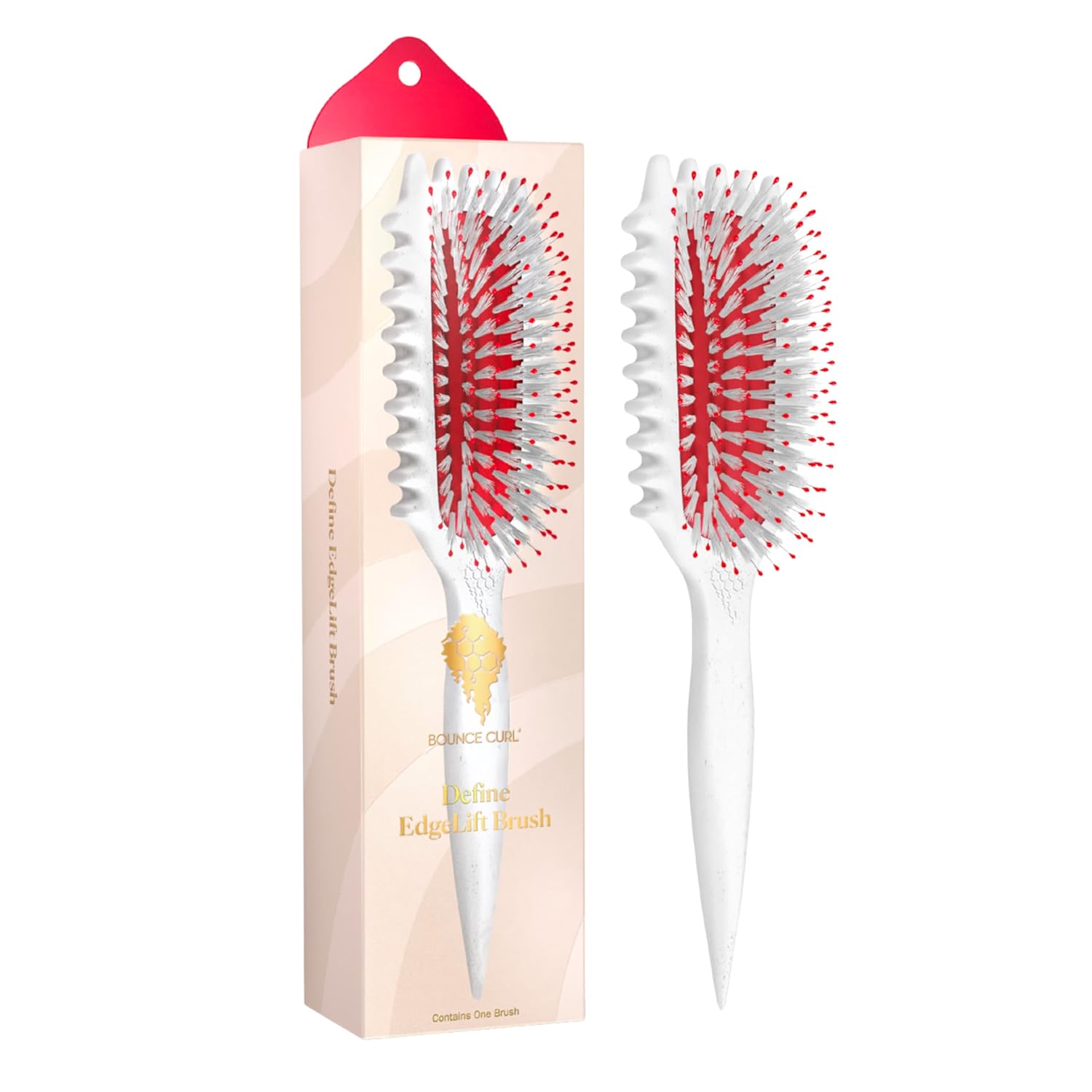 Bounce Curl Define EdgeLift Brush - Curly Hair Brush for Defining Detangling and Sectioning Wavy Curly Coily Hair - Cherry