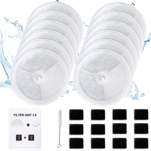 12 PCS Upgraded Filter Unit 3.0 Pet Cat Water Fountain Filters Fit For Solo 2/Solo SE, 3 Pro/2S/3, Including Replacement Filters and Replaced Foam Pump Filter (12 pcs)