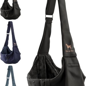 Noah & Paw Dog Sling Carrier for Small Dogs 3-10lb, Dog Sling for Small Dogs and Cats, Dog Carrier with Adjustable Padded Strap, Premium Twill, Lined with Fur, Double Safety Feature, Machine Washable