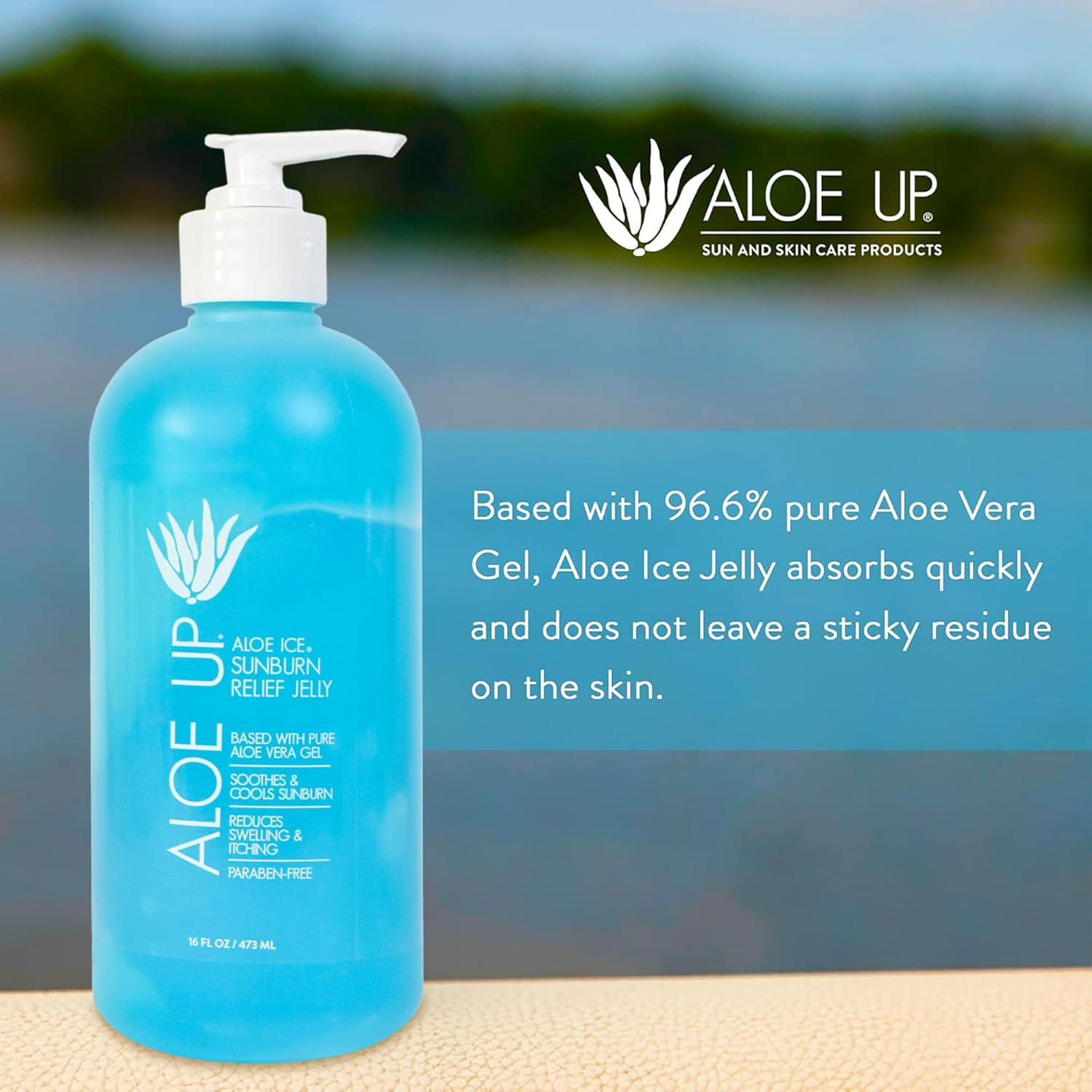 ALOE UP Aloe Vera Gel for Sunburn Relief – Cooling After Sun Gel for Face & Body – 96.6% Pure Aloe, Hydrating & Soothing Skin Care – Alcohol & Fragrance Free - Image 3
