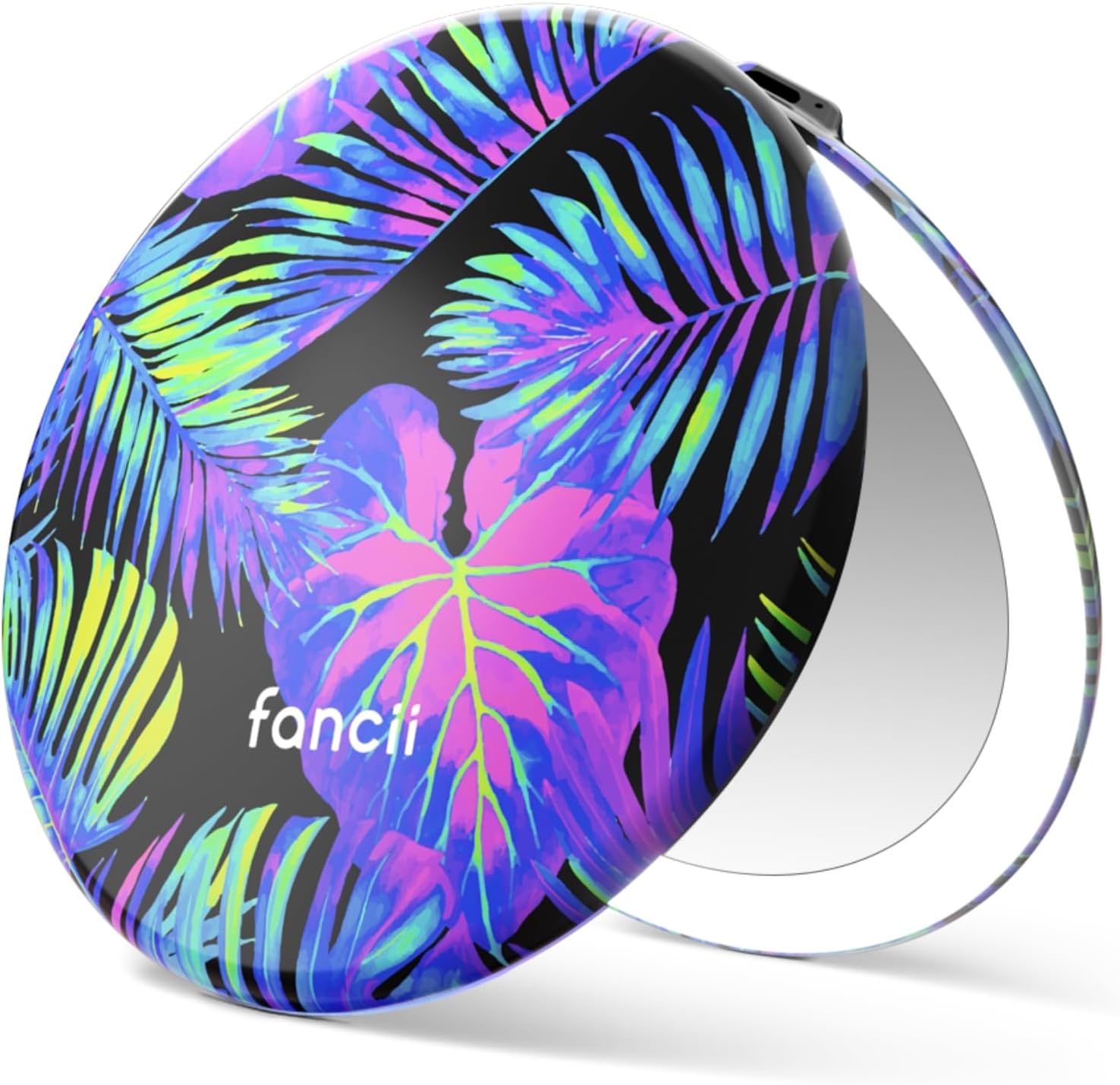 Fancii Taylor LED Lighted Compact Travel Mirror, Rechargeable, 10x /1x Magnifying, 3 Light Settings - Best for Makeup, On The Go Touch-Ups, Grooming (Neon Oasis