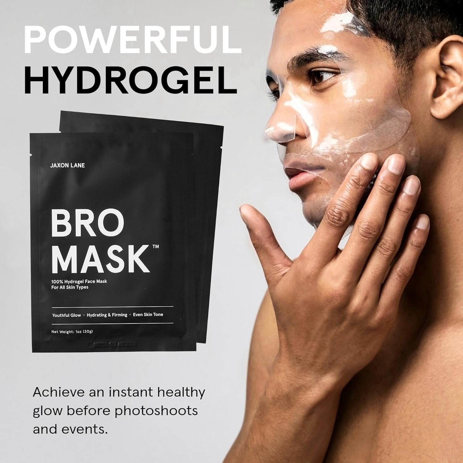 JAXON LANE BRO MASK Premium Korean Face Mask for Men (4x1 Pack) - Anti Aging Sheet Masks w/Hydrogel, Vitamin C, Hydrolyzed Collagen, & Hyaluronic Acid - Perfect Skin Care for Men - Image 3