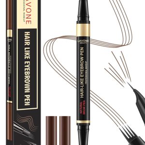 LAVONE Eyebrow Pen, 2-in-1 Eyebrow Pencils for Women with 4 Tip Microblading Eyebrow Pencil and Curved Precise Brow Pencil, Waterproof Eyebrow Pencil Create Full, Natural Hair-Like Brows, Dark Brown