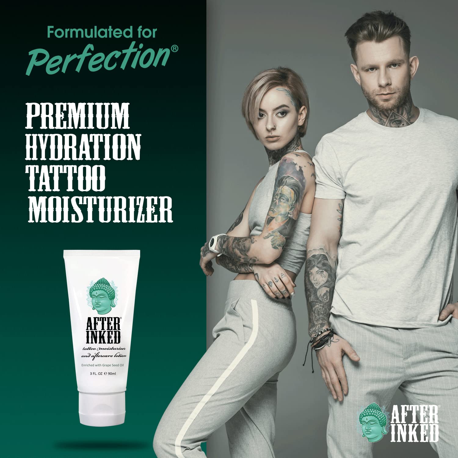 After Inked Tattoo Aftercare Lotion – Moisturizing Balm for Inked Skin, As Seen on INK MASTER – Hydrating Cream with Grape Seed Oil, Skin Nourishment & Daily Maintenance – 3 Fluid oz Tube (2-Pack) - Image 3