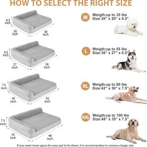 BFPETHOME Orthopedic Washable Dog Beds for Large Dogs, Sleeping Couch Bed | Deluxe Plush Rose Velvet Washable Cover, Egg Crate Foam Support, Waterproof Lining, Non-Slip Bottom, Senior Dogs,Silver Grey