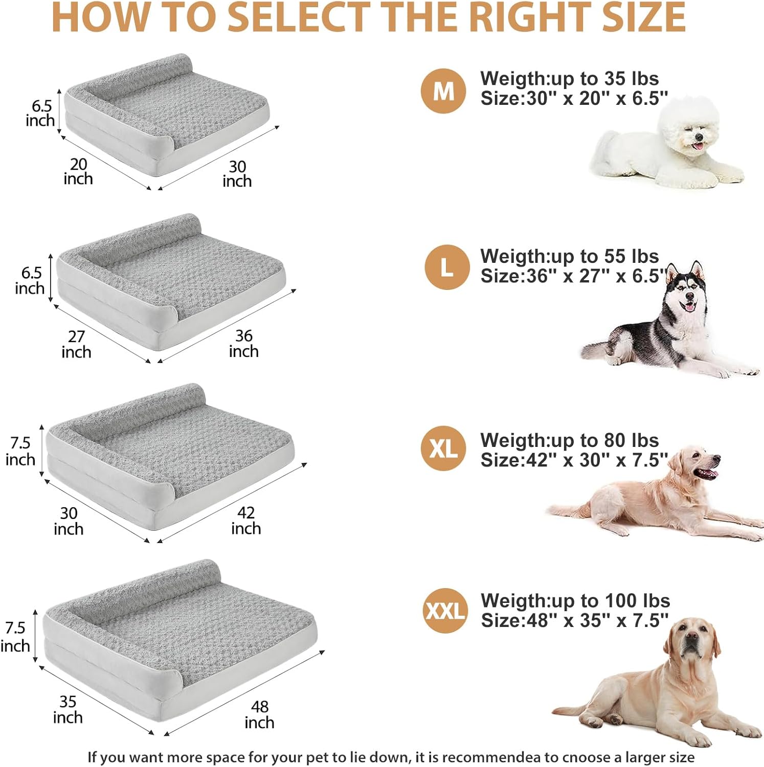 BFPETHOME Orthopedic Washable Dog Beds for Large Dogs, Sleeping Couch Bed | Deluxe Plush Rose Velvet Washable Cover, Egg Crate Foam Support, Waterproof Lining, Non-Slip Bottom, Senior Dogs,Silver Grey