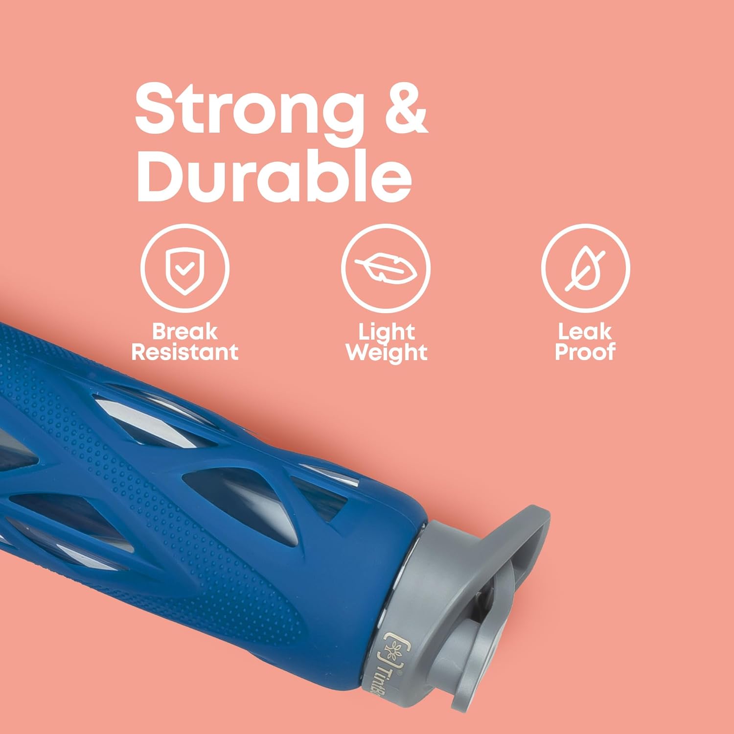 Borosilicate Glass Water Bottle with Silicone Sleeve as seen on Shark Tank perfect for Office, Home, Fridge, Gym, Travel BPA Free Power Blue 750ml Visit the TintBox Store - Image 2