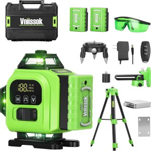 16 Line Laser Level 360 Self Leveling, 4x360°Professional 4D Green Cross Line laser Level with 2 Batteries,for Construction and Picture Hanging, Horizontal Line leveler Tool (Green)