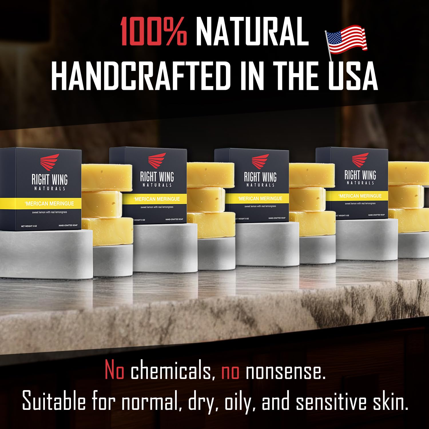 Right Wing Naturals Bar Soap Gift Set for Men | Handcrafted Cold-Pressed Soap | Handmade Organic Soap for Men | Most Popular Flavors | Natural Scented Men’s Bar Soap| Pack of 4 Bars - Image 2