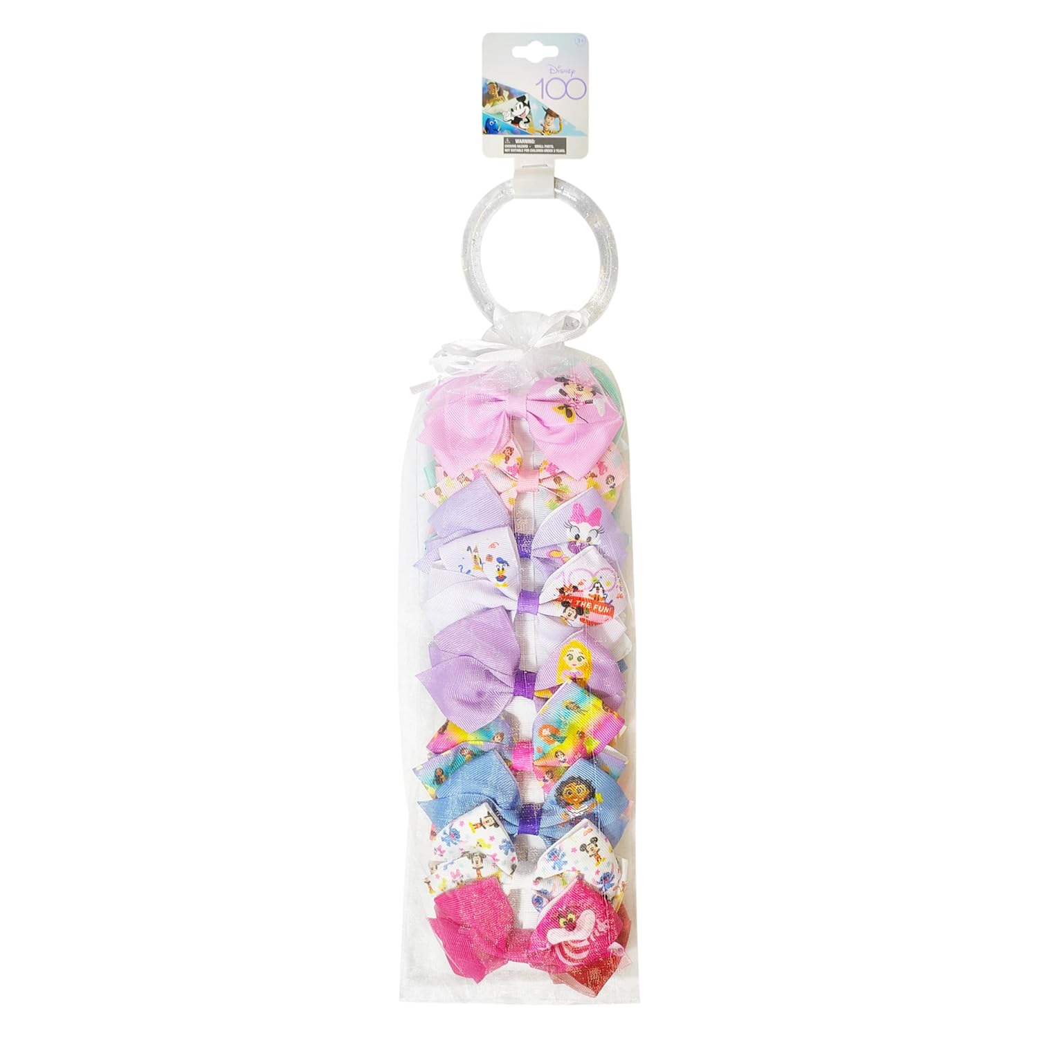 Disney 100th Anniversary Special Hair Accessory for Girls|18pc Disney Hair Bow Clips Featuring Favorite Characters with a String Bag Bow Holder with hanger. For all occasions & ages 3+ - Image 3