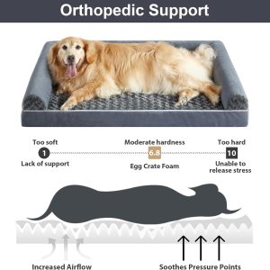 BFPETHOME Orthopedic Washable Dog Beds Large Sized Senior Dog for Comfy Sleeping with Removable Cover, Waterproof Big Soft Pet Couch Bed for Dogs Relax