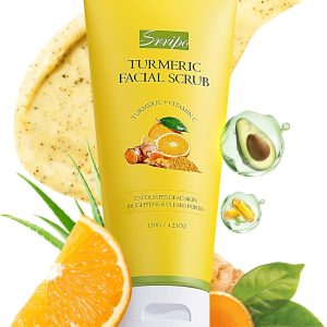 Revitalizing Exfoliation Face Scrub with Vitamin C and Turmeric – Gentle Exfoliating Face Wash for Blackheads, Pore Dirt & Dark Spots –Daily Balancing Facial Scrub for All Skin Types, 4.23 Fl Oz