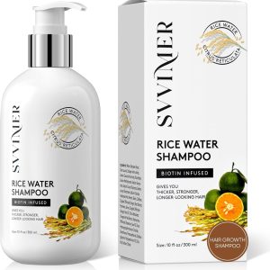 Svvimer Rice Water Hair Growth Shampoo - Biotin Thickening Shampoo for Hair Loss and Thinning - Sulfate Free for Women and Men 10 Fl Oz (Pack of 1)