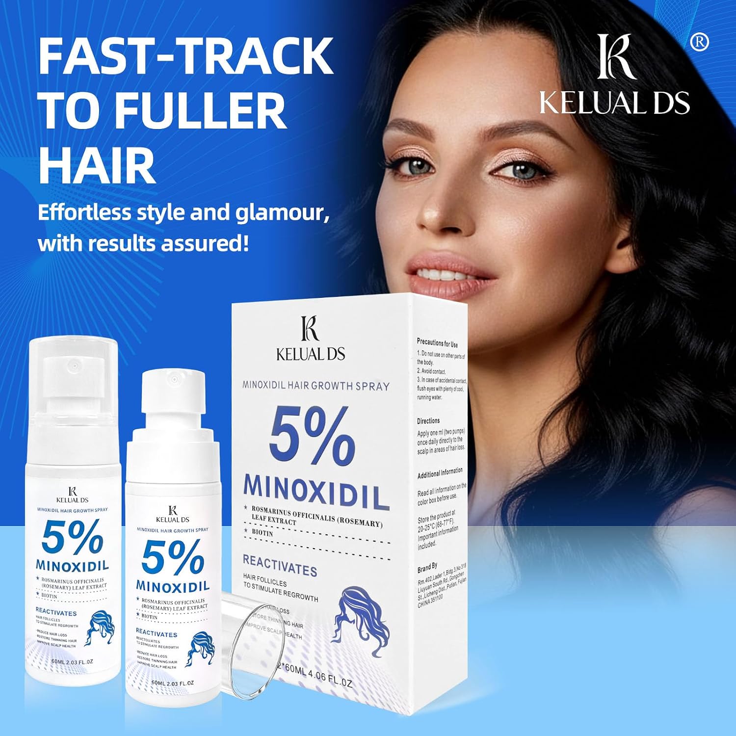5% Minoxidil Spray-Minoxidil Hair Growth with Biotin & Rosemary for Men and Women,Promote Faster,Stronger,Stop Hair Loss and Thinning Hair,Upgraded Formula-2 * 60ML/4.06FL.OZ - Image 2