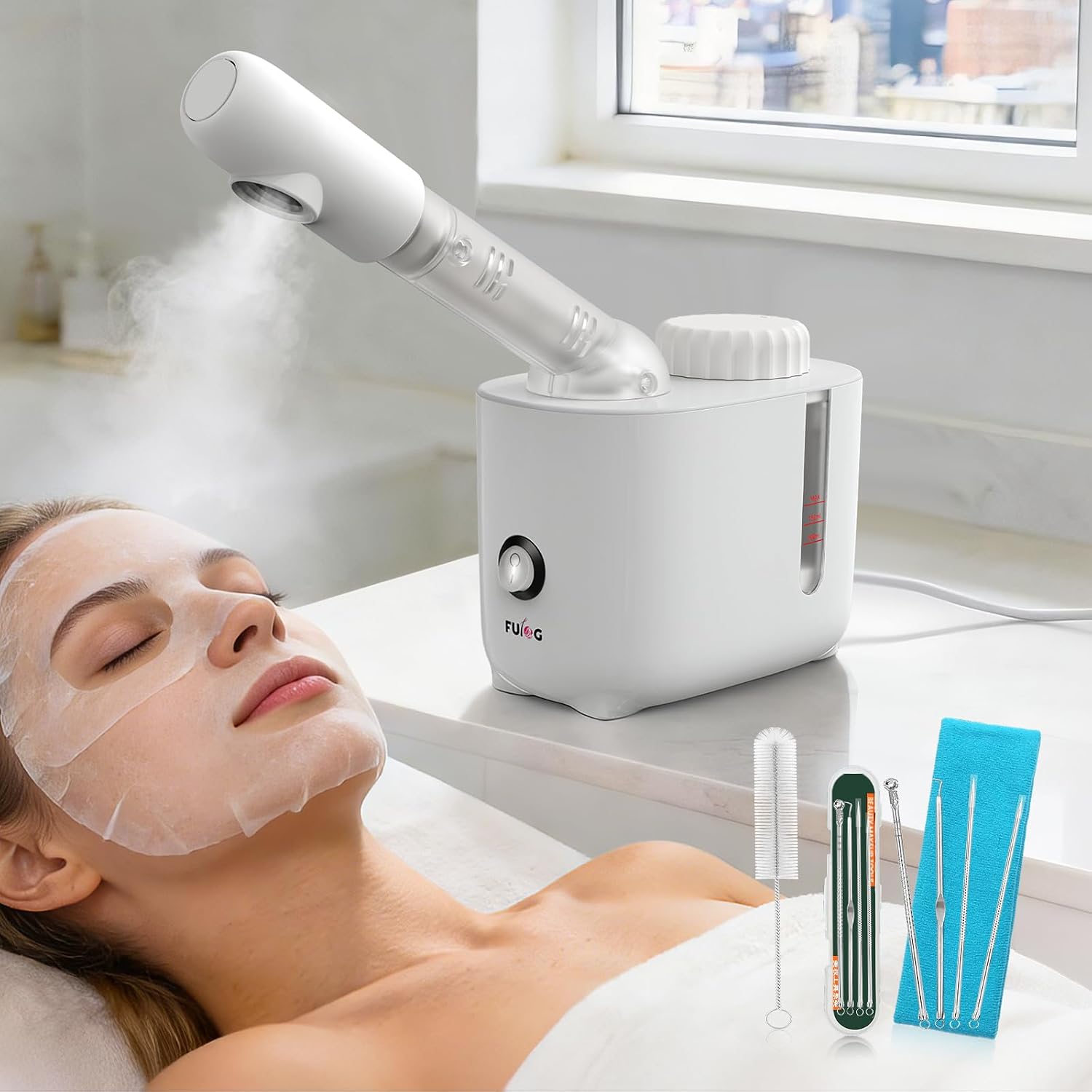 Facial Steamer Nano Ionic Face Steamer with 360° Rotating Arm, Esthetician Facial Steamer for Deep Cleaning, Portable Spa Facial Machine for Home Salon - Image 3