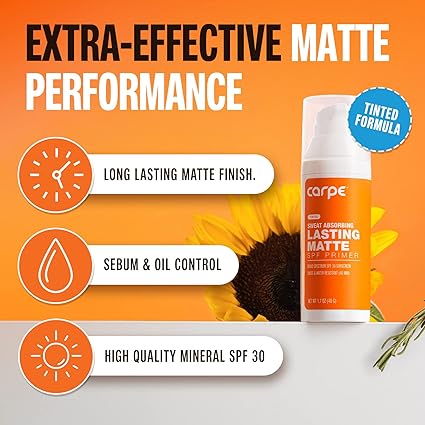 Carpe Primer Face Makeup Base New Zinc Mineral Sunscreen SPF 30, Lasting Matte Primer For Oily Skin And Tinted Sunscreen - Image 3