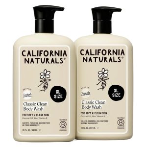 California Naturals Classic Clean Toasted Coconut Body Wash 2-Pack, Coconut Oil, Shea Butter & Aloe, Naturally Scented, Sulfate, Paraben & Silicone Free, 20 oz
