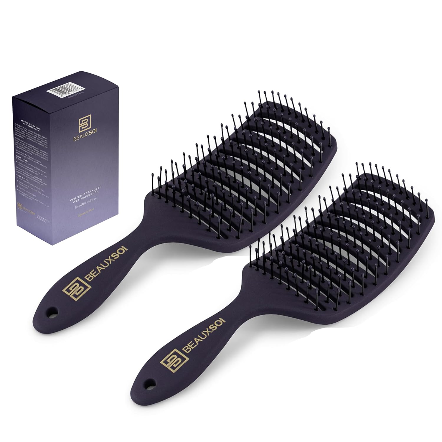 BEAUXSOI Vented Brush for Blow Drying, Shower & Thick, Coily or Straight Hair | Detangling Brush with Curved Vents & Wide Frame (Empowered Purple) - Image 2