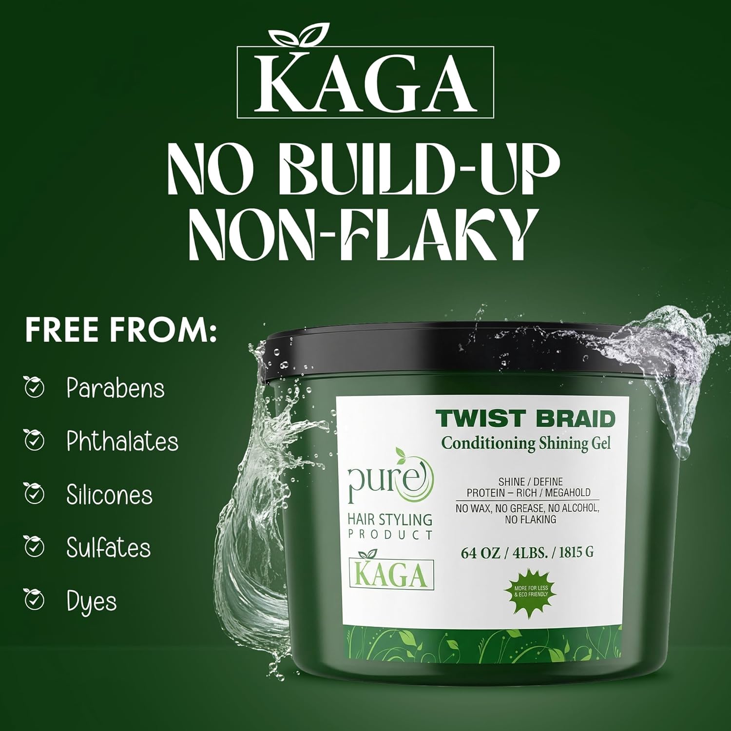 KAGA Pure O Natural Neatbraid Beauty Professional Conditioning Shining Gel 64oz / 4LB (64 Ounce) - Image 3