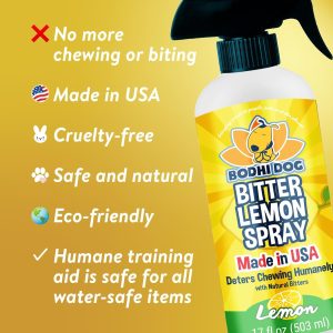 Bodhi Dog Bitter Lemon Spray - Anti-Chew Spray for Dogs, Cats, Puppies, & Kittens - Training Aid for Chewing - Safe & Non Toxic - Ideal for Pet Behavioral Training - Made in USA (17 Fl Oz)