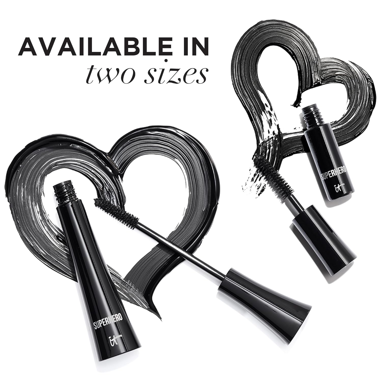 IT Cosmetics Superhero Mascara Black – Volumizing & Lengthening, Buildable Volume, Hydrolyzed Collagen, Biotin, Peptides, Lifting & Curling Formula, Super Black Pigment, Suitable for Sensitive Eyes - Image 2