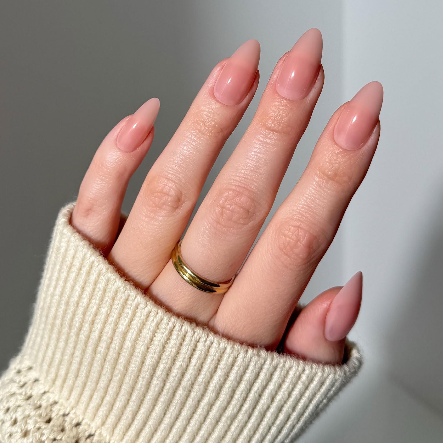 Glamnetic Press On Nails - Sheer Pink | Medium Almond Fake Nails, Sheer Light Pink Neutral, Salon Quality | 15 Sizes - 30 Nail Kit Wtih Glue - Image 3