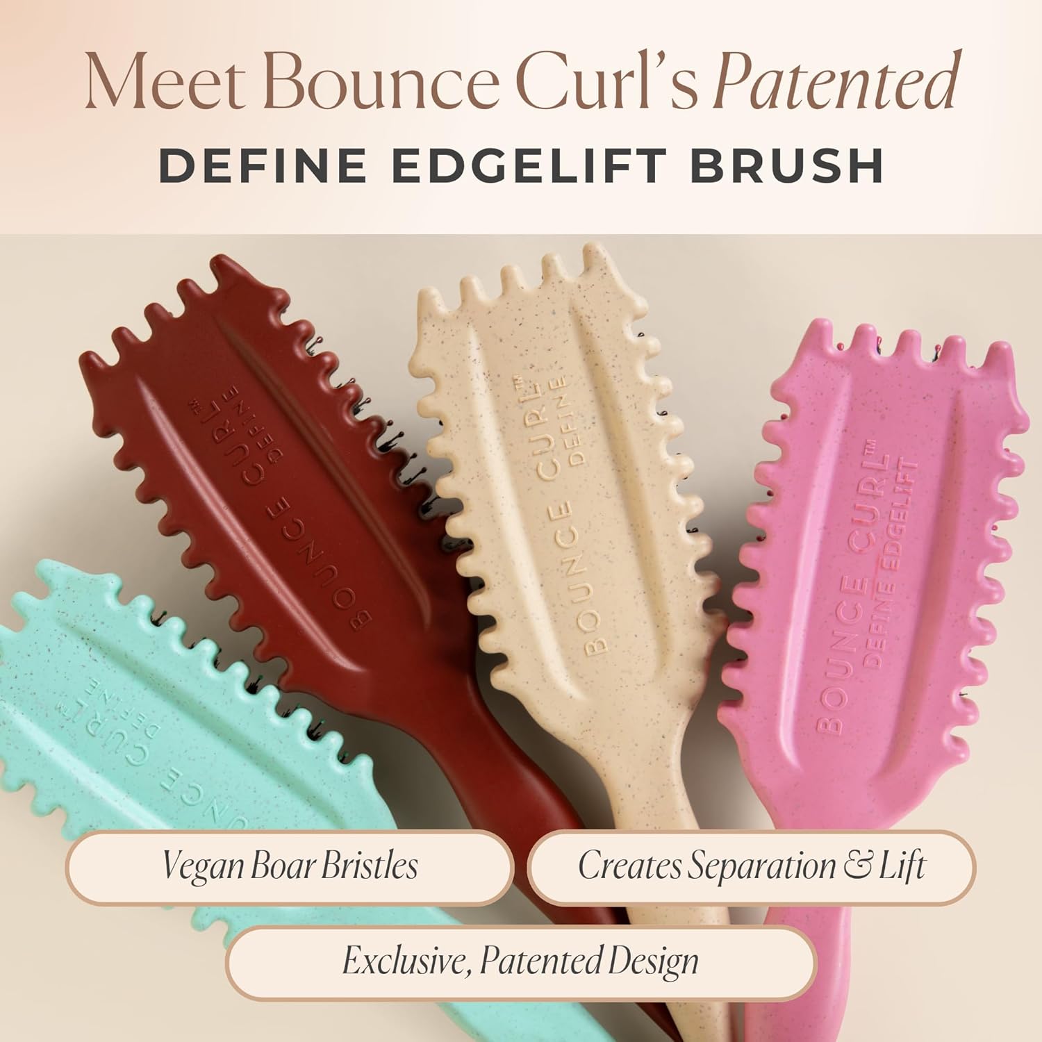 Bounce Curl Define EdgeLift Brush, 5-in-1 Tool for Effortlessly Defined Curls, Waves & Coils, Reduces Frizz - Teal - Image 2