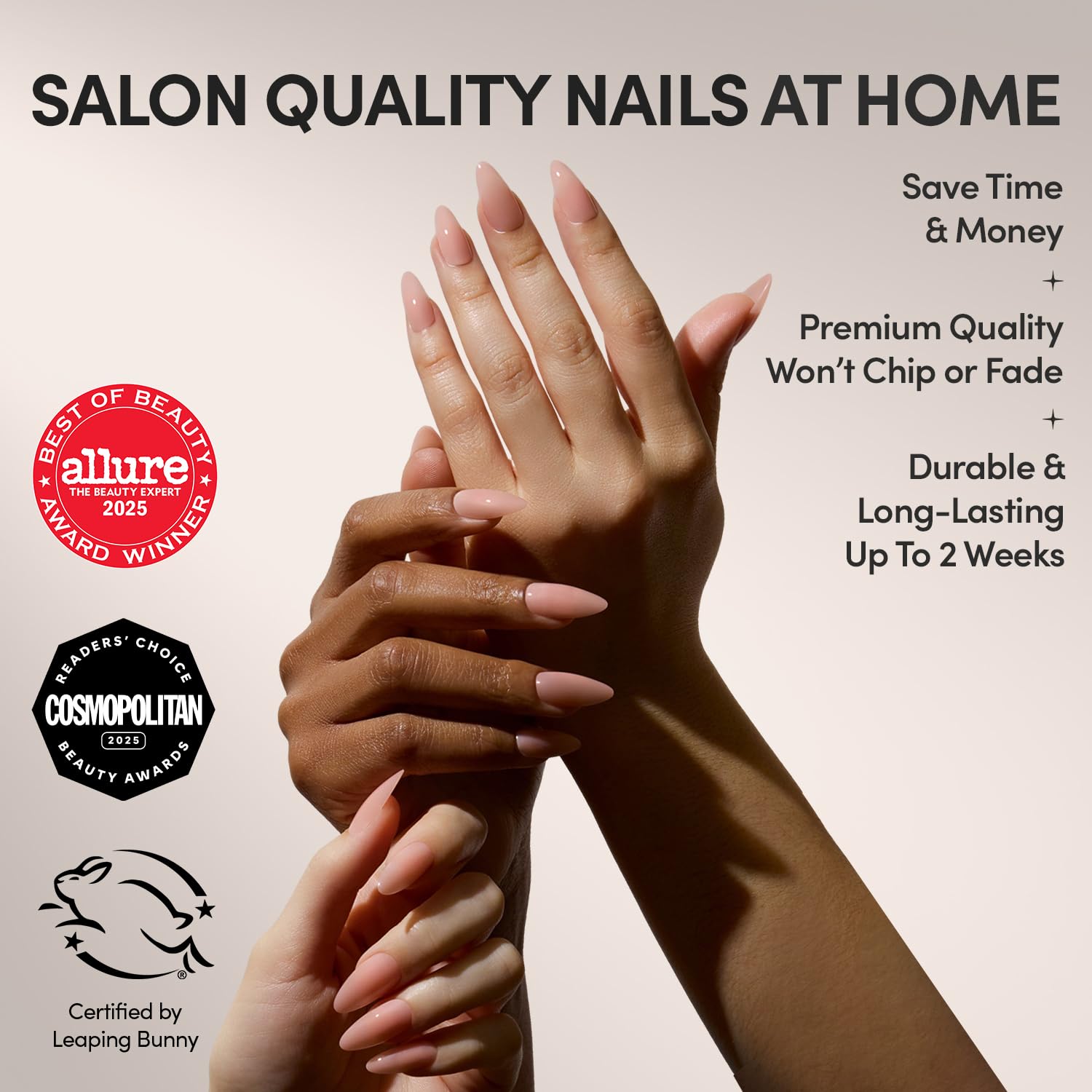 Glamnetic Press On Nails - Sheer Pink | Medium Almond Fake Nails, Sheer Light Pink Neutral, Salon Quality | 15 Sizes - 30 Nail Kit Wtih Glue - Image 2