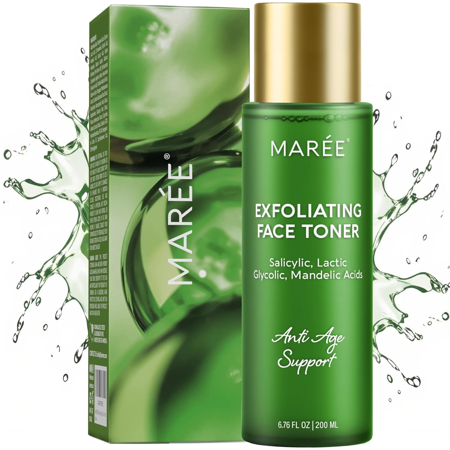 MAREE Exfoliating Toner with Salicylic Acid – AHA BHA Face Exfoliant & Pore Cleaner – BHA Liquid Exfoliant for Sebum & Dead Skin Care Remover – Face Exfoliator – Acido Salicilico Exfoliante Facia