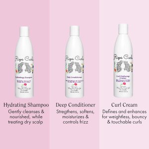 Rizos Curls Trio Bundle, Hydrating Shampoo & Deep Conditioner & Curl Cream Bundle, Gently Cleanse and Hydrate Curly Hair, Style & Define Curls for Frizz Free Volume, For All Curl Patterns 2a - 4c