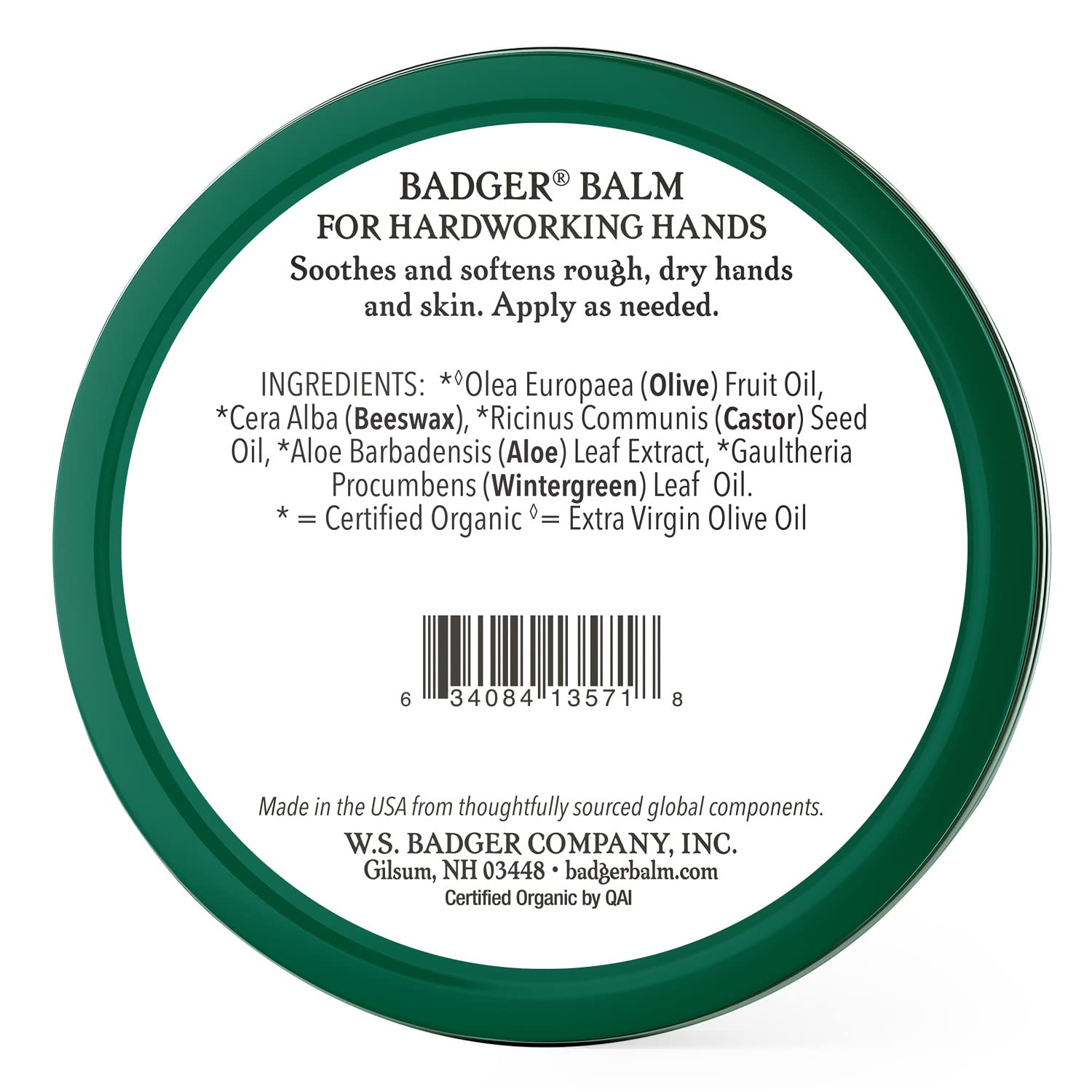 Badger - Hardworking Hands Healing Balm, Aloe Vera & Wintergreen, Working Hand Balm, for Dry Hands, Hand Moisturizer, Certified Organic, 2 oz (3 Pack)