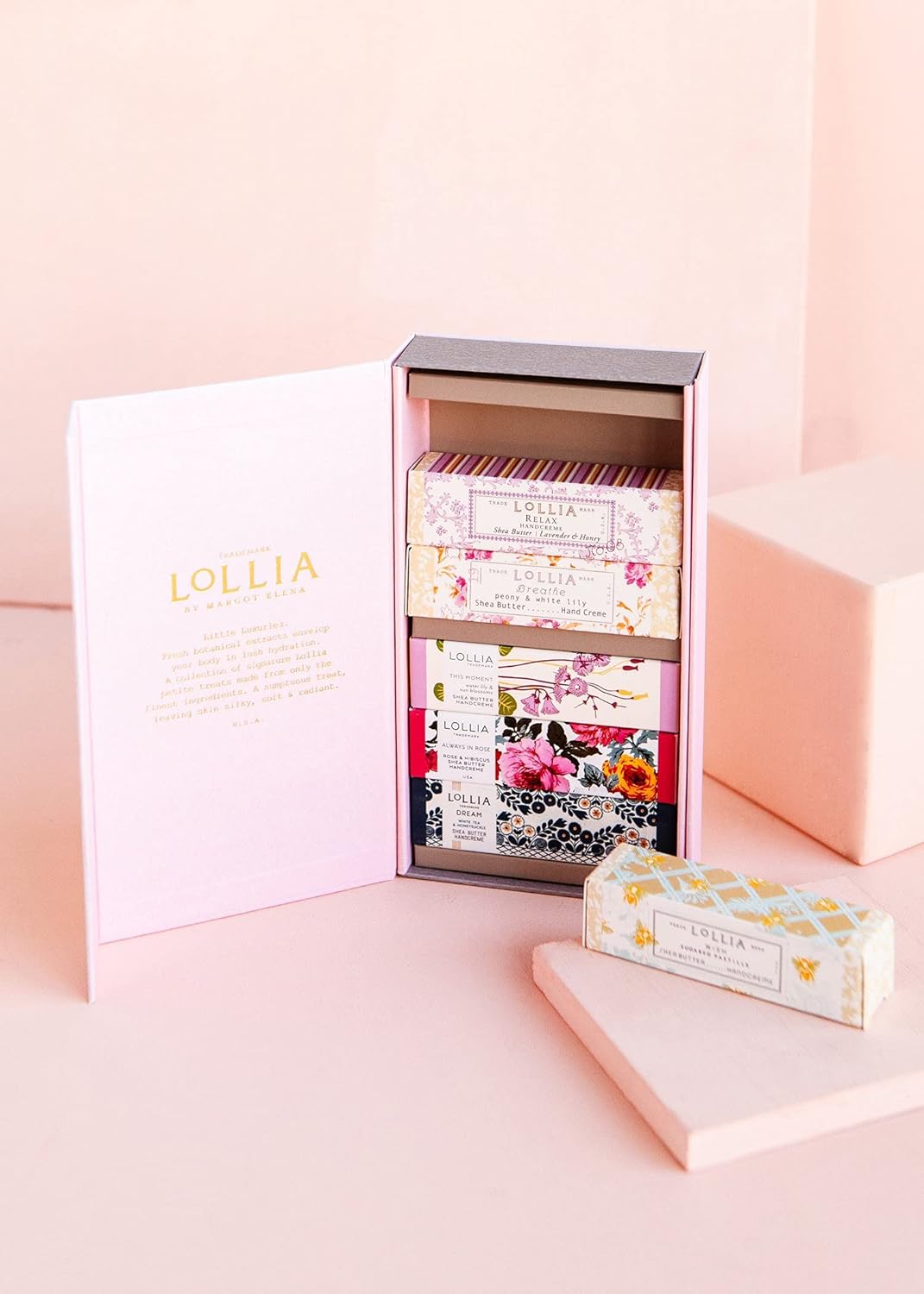 LOLLIA Petite Treat Handcreme Gift Set with Always in Rose, Breathe, Elegance, Imagine, Relax, and Wish, Scented Hand Cream for Women, Moisturizing Lotion for Dry Hands, Quick Absorbing Skin Care