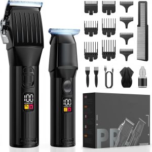 Professional Hair Clippers for Men Beard Trimmers Kit Zero Gapped Haircut Grooming Shaver Gift for Men Women Barber Kids (Black)